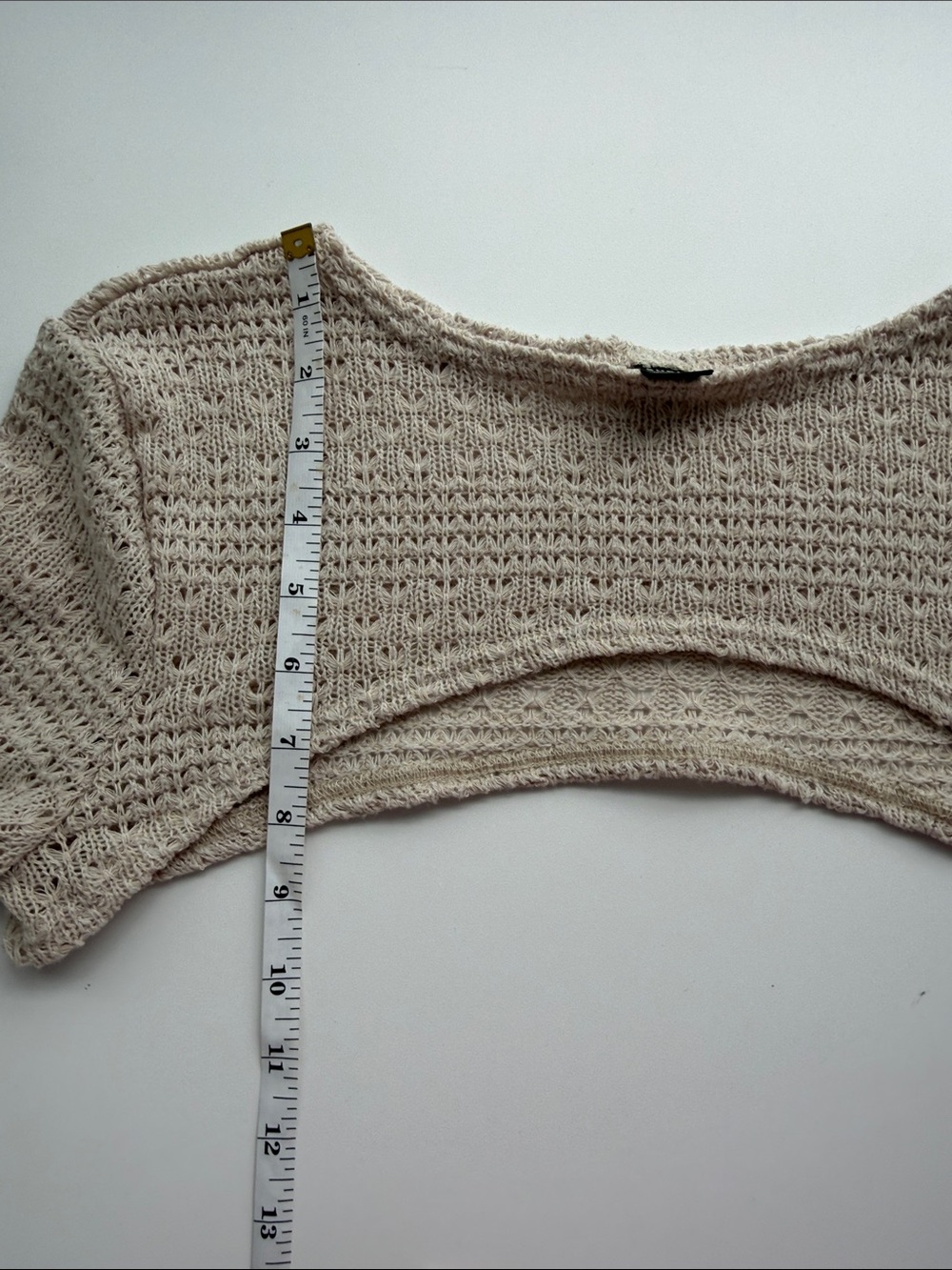 SHEIN Taupe Crochet Knit Shrug M Bell Sleeve Bolero Y2K Fairy Grunge - Picture 7 of 8